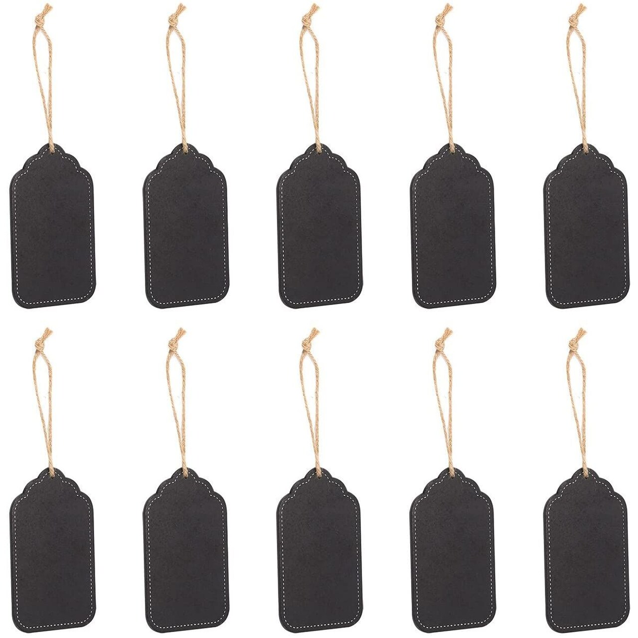 Mini Hanging Chalkboard Tags with Jute Strings for Gift Wrapping, Christmas Ornaments, DIY Crafts (2.4 x 4 In, 10 Pack)